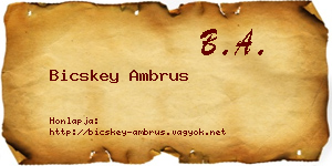 Bicskey Ambrus névjegykártya